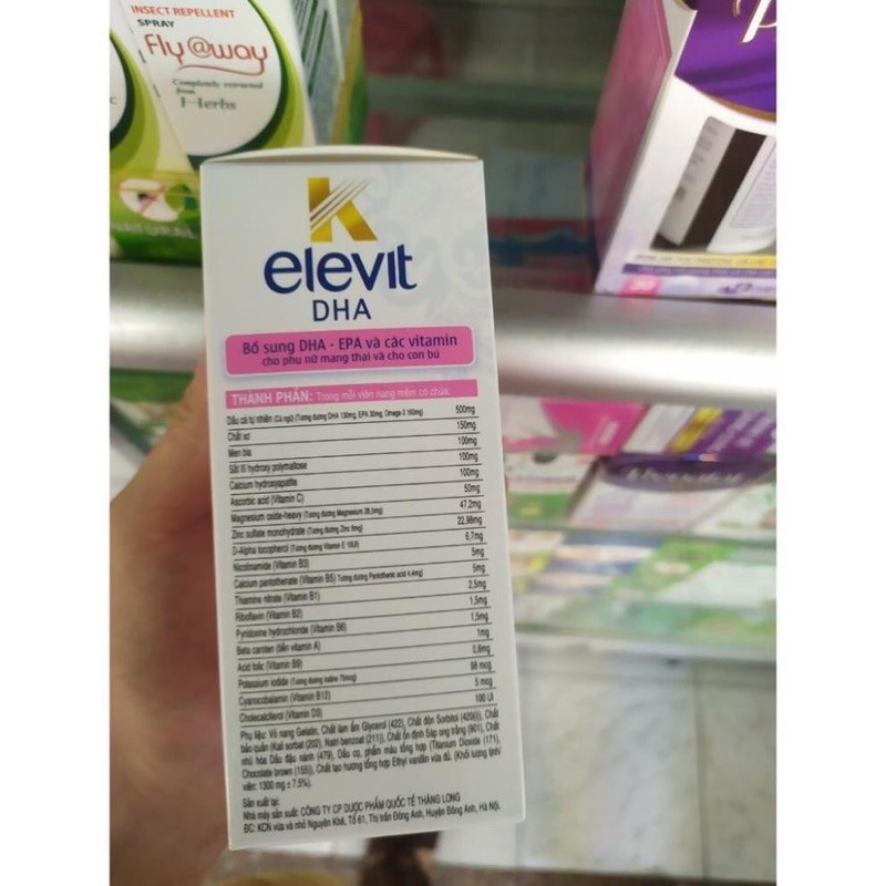 Viên bổ bà bầu K ELEVIT DHA - Bổ sung sắt, acid folic, vitamin cho phụ nữ mang thai và cho con bú hộp 30 viên