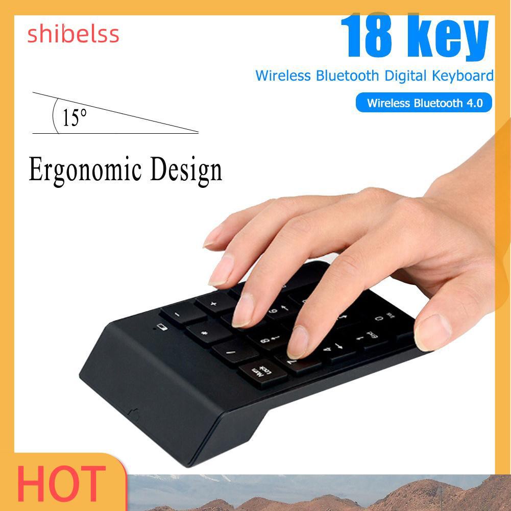 Shibelss Mini Bluetooth Numeric Keypad Wireless Number Pad 18 Keys Keyboard for PC