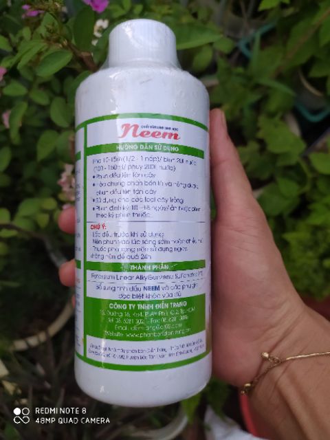 Dầu neem chất bám dính sinh học hữu cơ -500ml. Phòng trừ sâu hại, nhện, bọ trĩ, rệp sáp.70k