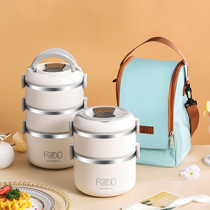Hộp đựng cơm inox 304 cao cấp FOOD 3 lớp giữ nhiệt, cặp lồng / cà mên đựng cơm 1 tầng, 2 tầng, 3 tầng