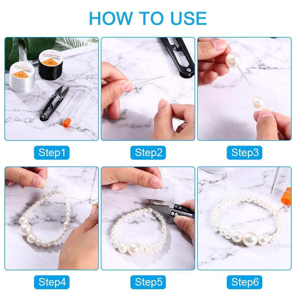 Cuộn Dây Xỏ Hạt Làm Vòng Cổ Co Giãn Màu Đen Trong Suốt