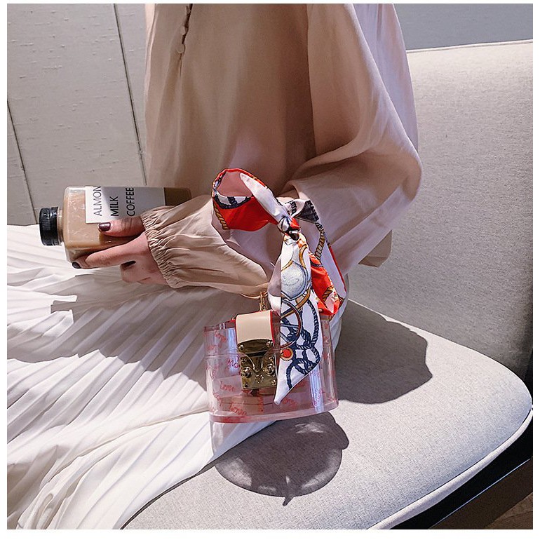 [Hot trend] Túi Cốp Trong Suốt Quấn Khăn Thời Trang Phong Cách Hàn Quốc Trẻ Trung Đáng Yêu Hàng Xịn TKT01 | BigBuy360 - bigbuy360.vn