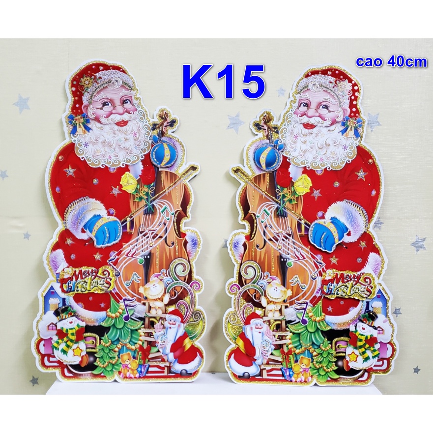 Hình dán đối xứng bộ 2 tấm trang trí noel mẫu ông già noel K15