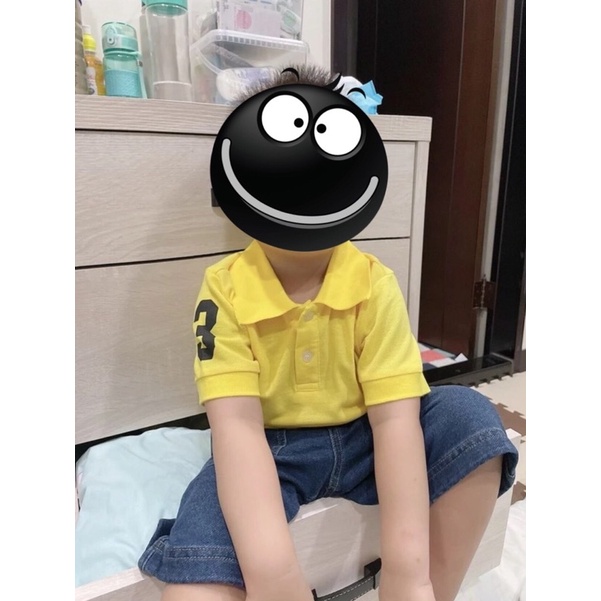 Áo thun polo thêu màu vàng cho bé từ 13 đến 28kg