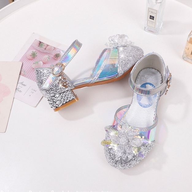 Giày công chúa cho bé gái Elsa cao gót đính đá cao cấp