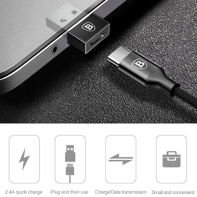 Đầu chuyển USB sang Type C Baseus chuyển đổi tốc độ cao 2.4A trên các loại Laptop Macbook LV119-B1