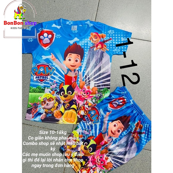 (C08_Video+ảnh thật)6b_Đồ bộ in hình những chú chó cứu hộ paw patrol cho bé trai, màu sắc cực đẹp giá tận xưởng 1t -4t