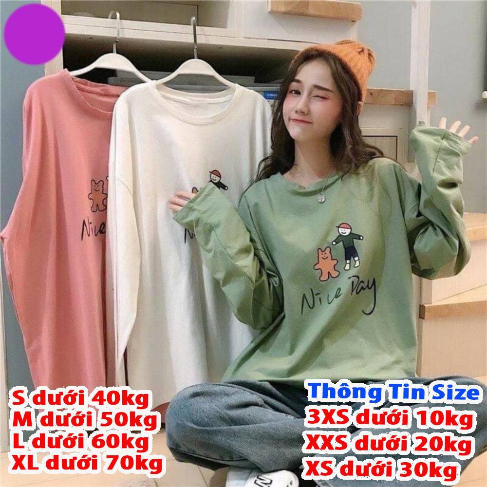 Áo thun tay dài nam nữ phối chữ nice day siêu dễ thương giá rẻ cực hot
