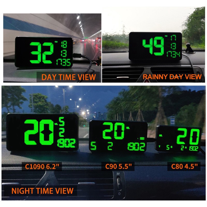 [qxx] C1090 Car HUD Head Up Display GPS Large Screen Speedometer Hud Display KM/h MPH