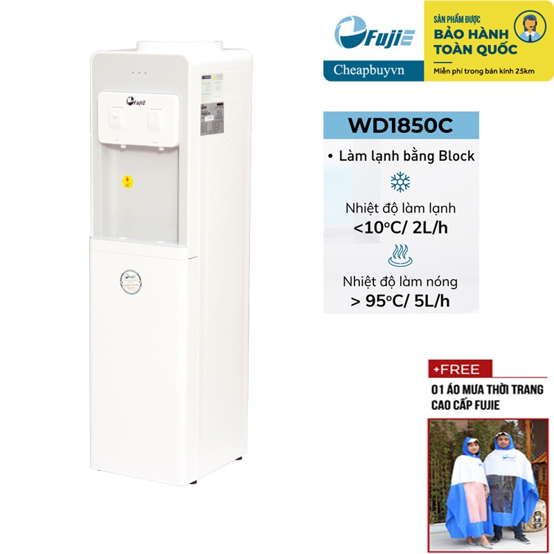 Cây nước nóng lạnh 2 vòi FujiE WD1850C màu trăng (làm lạnh Bock cao cấp,tự động ngắt ) chính hãng bảo hành 2 năm)