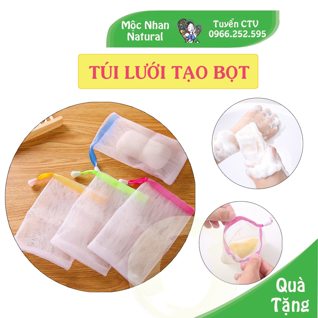 Túi Lưới Đựng Xà Phòng, Túi Lưới Tạo Bọt Tiện Lợi, Có Dây Rút Nhiều Màu 15x9 ( loại 2 lớp dày dặn)