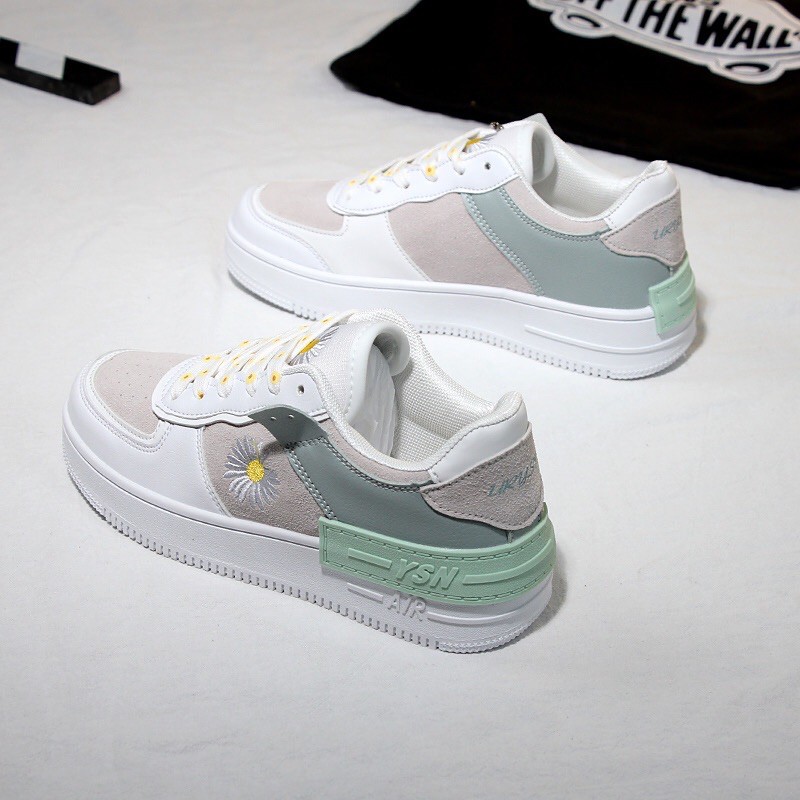 {HCM / CÓ SẴN / ẢNH THẬT} GIAYF THỂ THAO SNEAKER CỔ THẤP XANH HOA CÚC PHONG CÁCH HÀN QUỐC SIZE 36 G4-36245