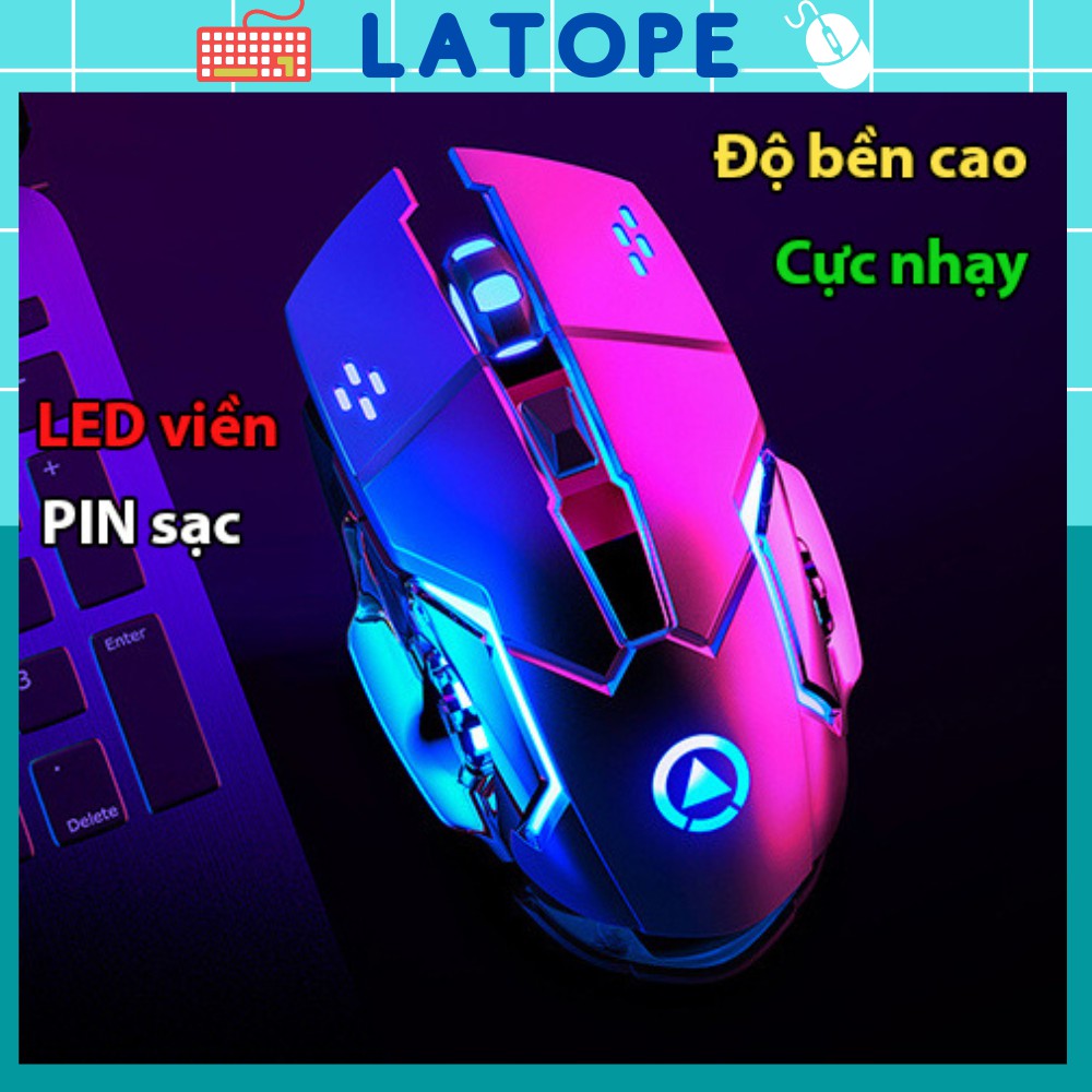 Chuột không dây Latope chuyên game chuột máy tính Gaming Led BLUE A4