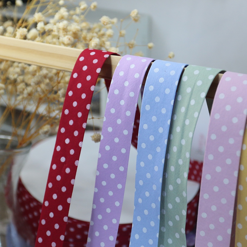 Ruy băng kaki in chấm bi xinh xắn kích thước 25mm