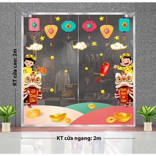 Decal trang trí trung thu 2021 lồng đèn sắc màu