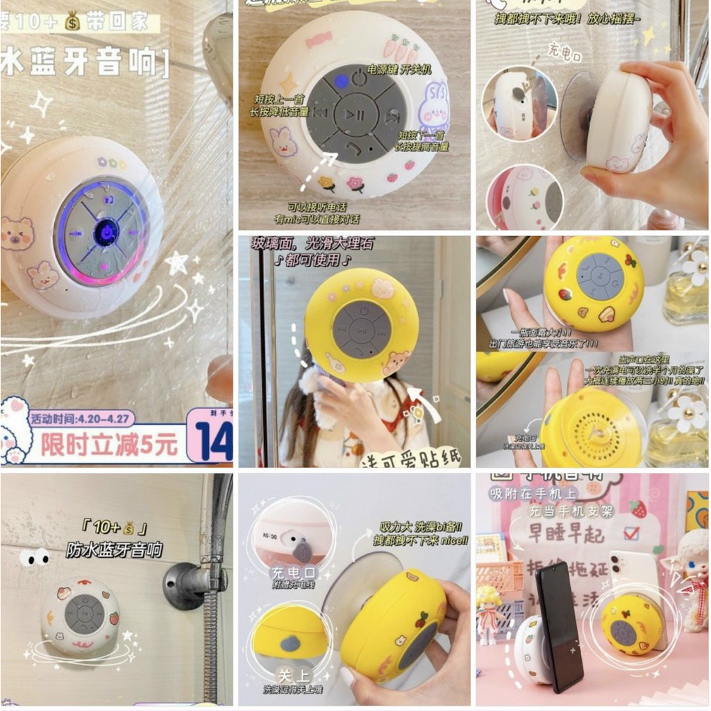 Loa nghe nhạc kết nối BLutooth không dây chống nước tặng Sticker