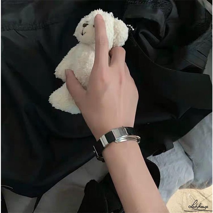 Vòng tay silicone phối thép titan phong cách Hàn Quốc cho cặp đôi