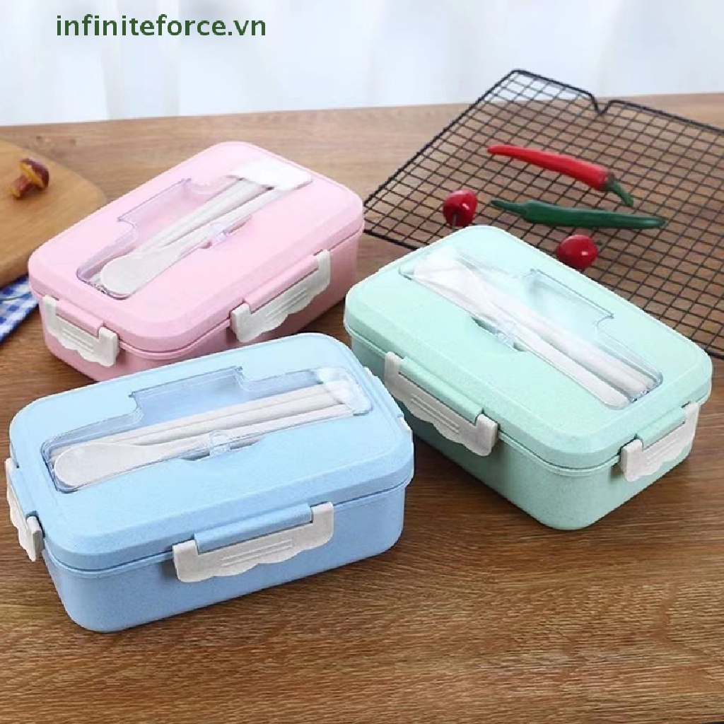 Hộp Đựng Cơm Trưa Bằng Rơm Lúa Mì Kèm Muỗng Dùng Được Trong Lò Vi Sóng