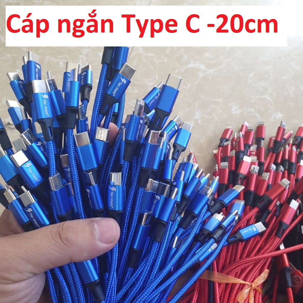 Cáp sạc ngắn 20cm-30cm dây dù siêu bền cho Type C-IP- Micro usb