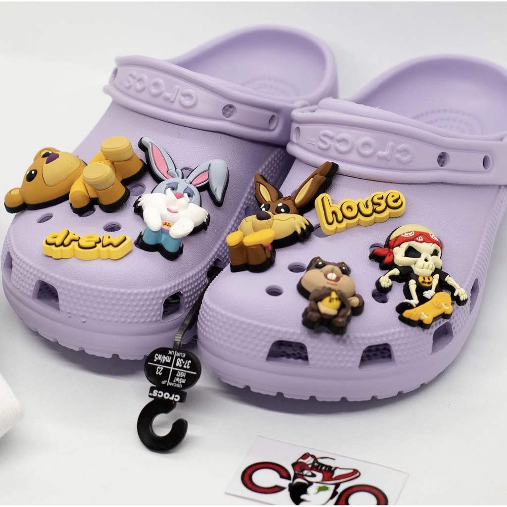 Bộ hình gắn Drew House 3D - Sticker Drew House gắn dép Crocs