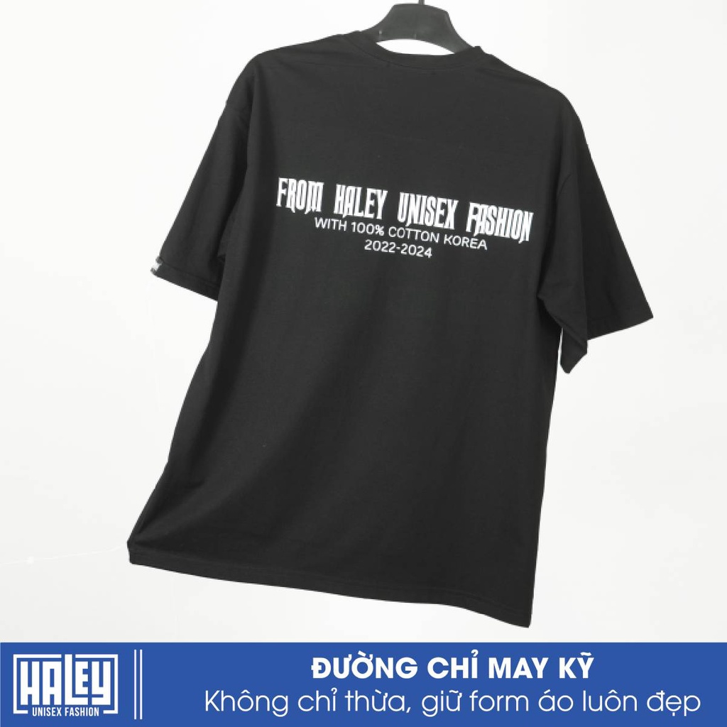 Áo Thun Unisex Tay Lỡ Form Rộng Nam Nữ HALEY vải cotton phong cách Hàn Quốc Ulzzang TN08