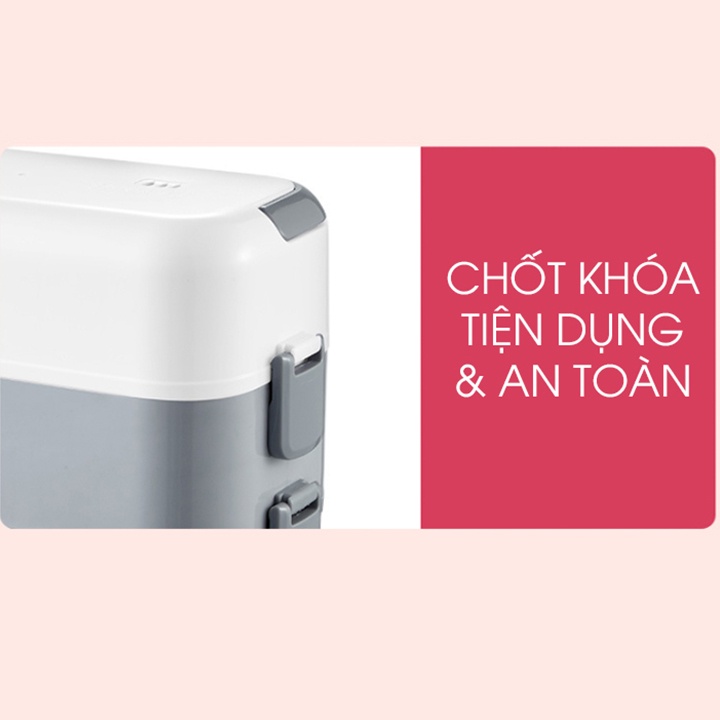 Hộp Cơm Điện Đa Năng Hâm Nóng Và Tự Nấu Chín Thức Ăn 2 Tầng 4 Bát Dung Tích 2L Đi Học Đi Làm