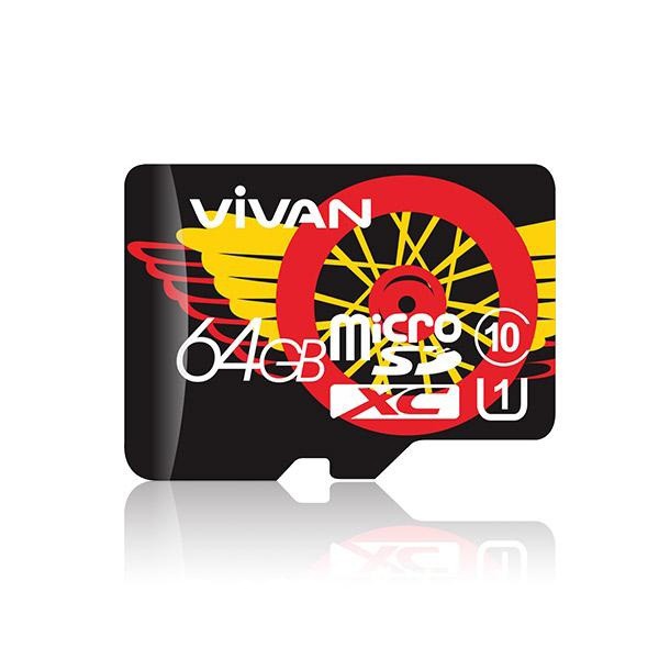 Thẻ nhớ Vivan V64U10 64G Class 10 Micro SD TF màu đen + đỏ - 1 năm