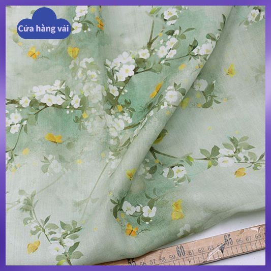 Vải May Sườn Xám Họa Tiết Hoa Kỹ Thuật Số Phong Cách Vintage 1m * 0.5m