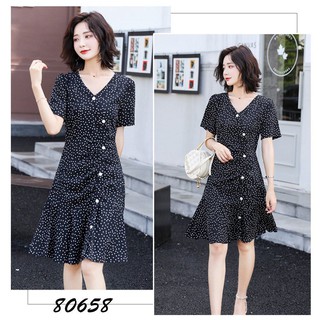 Váy chấm bi nhỏ đen trắng 658