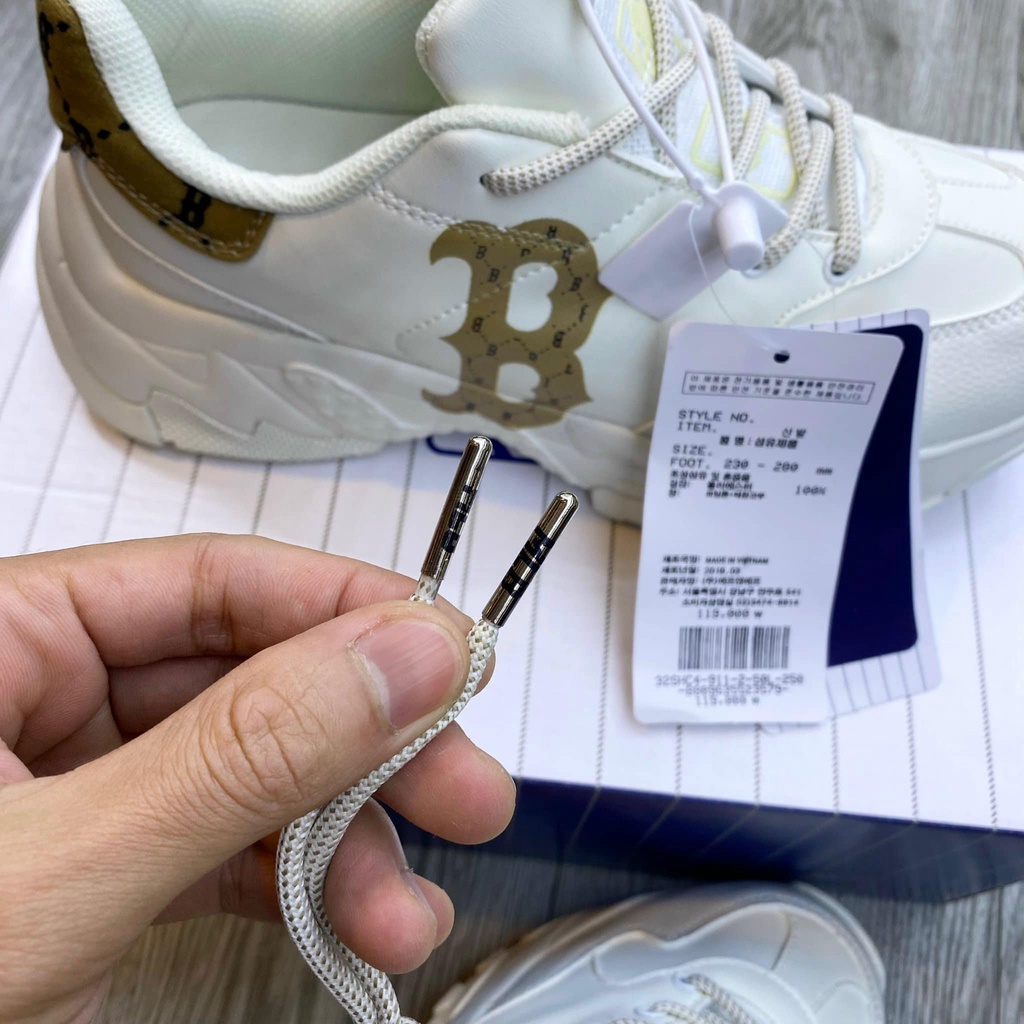 GIÀY THỂ THAO SNEAKER MLB HEEL CHỮ B NÂU ĐỘN ĐẾ BẢN CAO CẤP NAM NỮ ẢNH THẬT+FREESHIP
