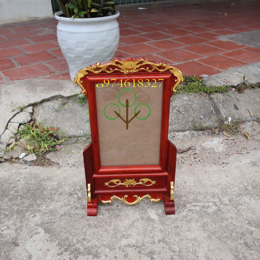 Khung hình bàn thờ hoa lá tây rát vàng gỗ hương -  CHẤT LƯỢNG HOÀN HẢO