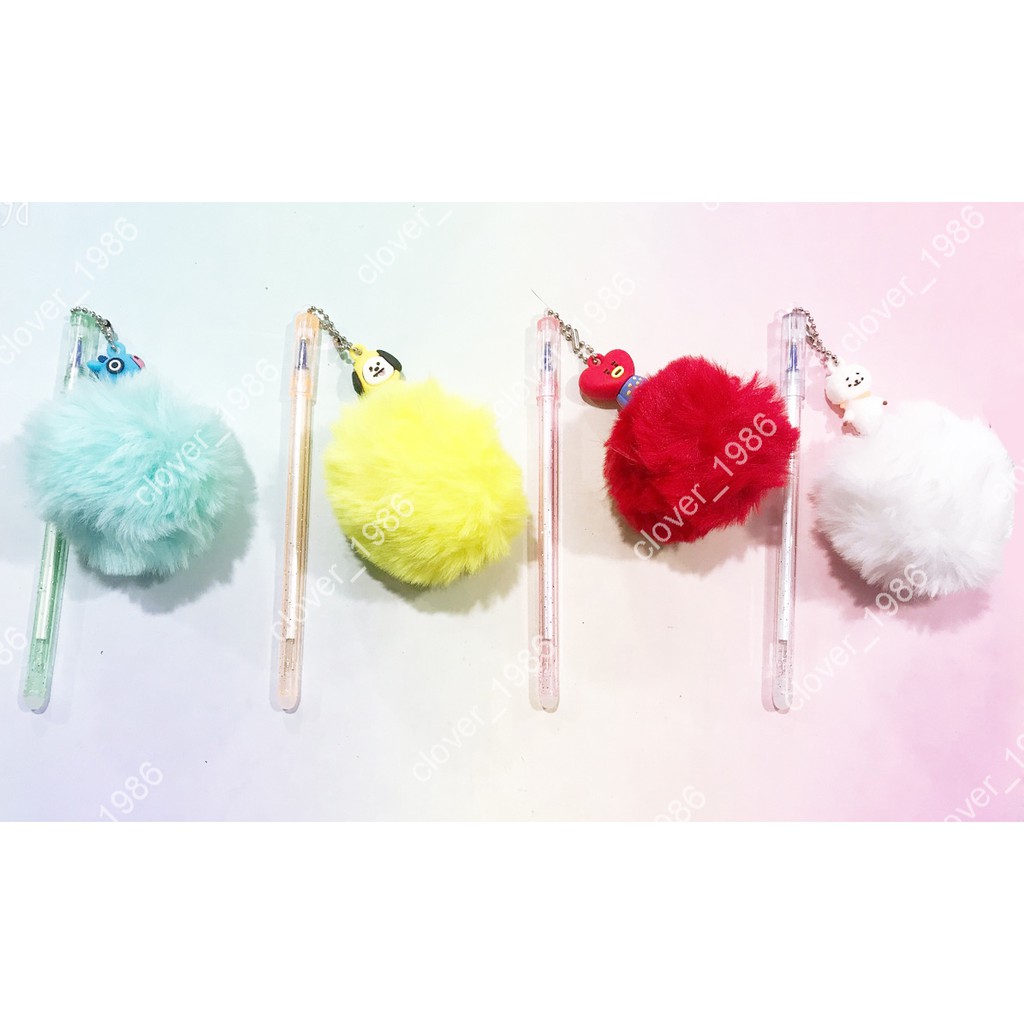 Bút quả bông bangtan BQB14 ombre bút quả bông cute bút quả bông dễ thương