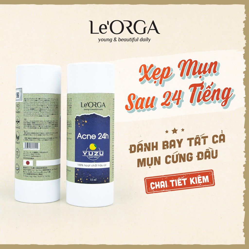 Serum Xẹp Mụn Le'Orga - Acne 24h Tinh Chất Ngừa Hết Mụn Cho Da Dầu, Nhạy Cảm 15ml