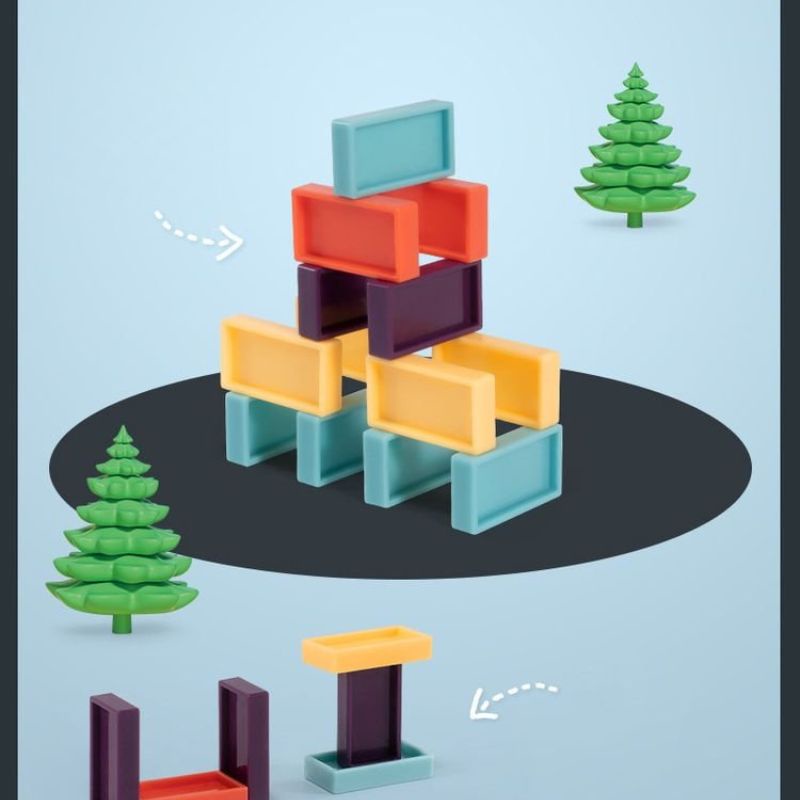 Đồ Chơi Domino, Xe Hình Voi Thả Khối Tự Động, Có Nhạc Có Đèn, An Toàn Cho Trẻ, Xếp Hình Giải Trí Phát Triển Thông Minh