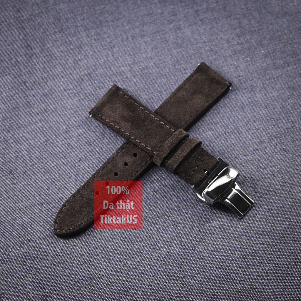 Dây đồng hồ da bò cao cấp vintage khóa bướm chống gẫy dây, da lộn, nhiều màu, đủ size 18mm - 19mm - 20mm - 21mm - 22mm
