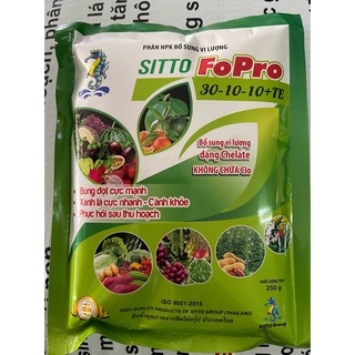 Phân bón lá npk hòa tan sitto fopro 30-10-10+te gói 250gram