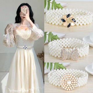 Thắt lưng co giãn đính ngọc trai thời trang dành cho nữ Thắt Lưng Ngọc Trai   Chain   Nữ Dây Xích  Nữ Dây Nịt