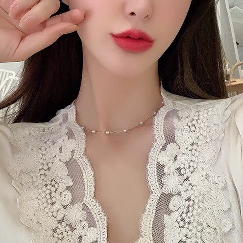 Vòng cổ dây cách hạt ngọc trai nhân tạo nữ tính nhẹ nhàng VC38