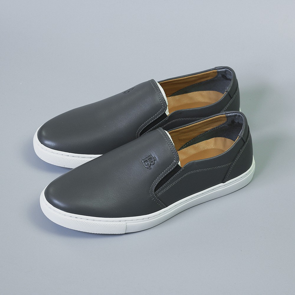 Giày lười slip on ZL08 Ghi Xám cực đẹp - Giày lười nam da bò giá rẻ BH 12 tháng | BigBuy360 - bigbuy360.vn