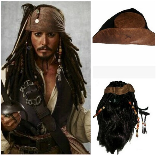 Hàng Có Sẵn Tóc Giả Nâu Hóa Trang Cướp Biển Caribbean Jack Sparrow