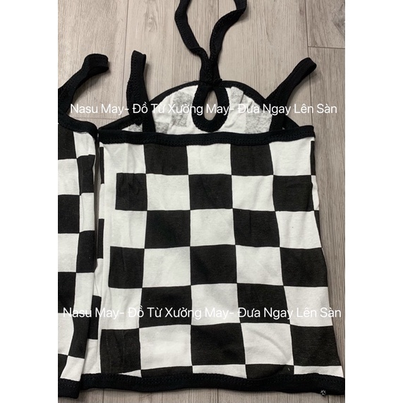 Áo 2 dây, áo yếm croptop kẻ vuông ô cờ chép cổ hot hit nữ siêu đẹp