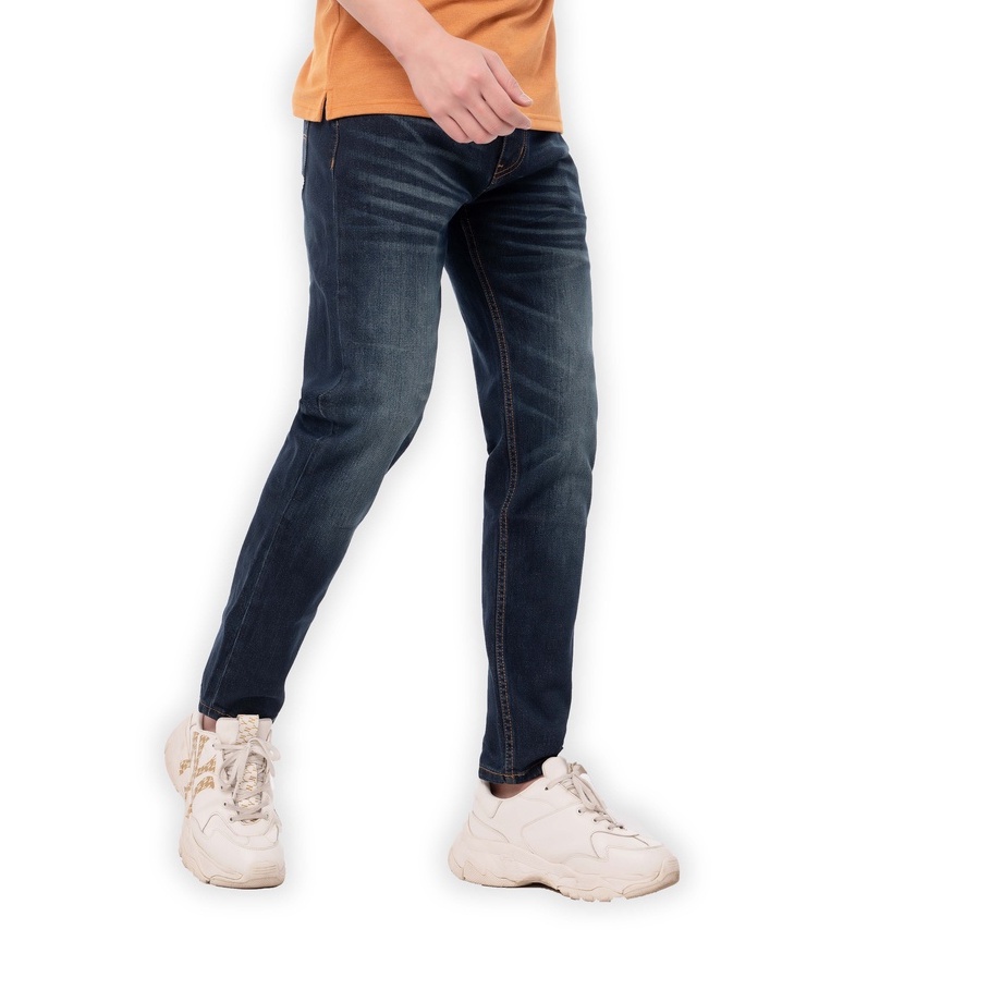 Quần jean nam ống đứng màu xanh đậm basic chất liệu denim cao cấp co giãn Vnline - QJGST933
