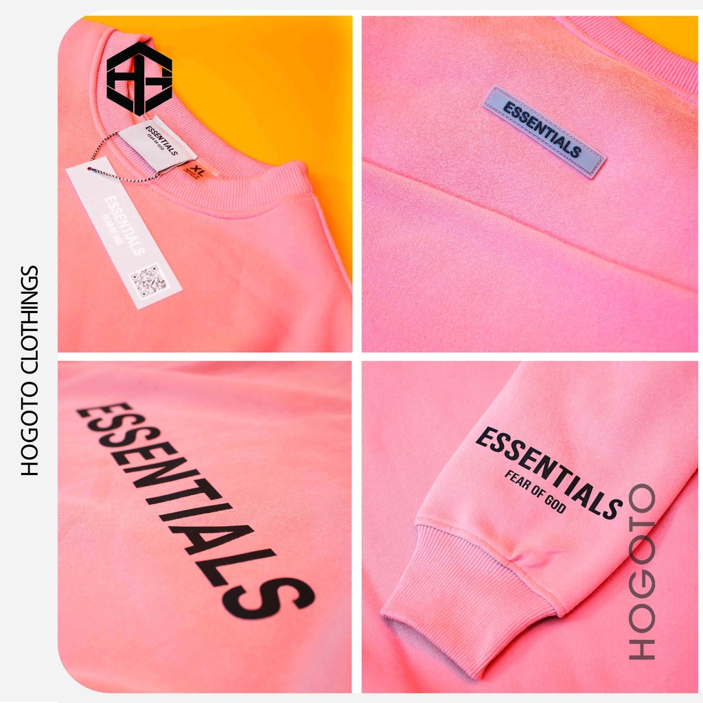 Áo nỉ sweater ESSENTIALS 2021 Cao su nổi , áo nỉ bông cotton unisex nam nữ | BigBuy360 - bigbuy360.vn