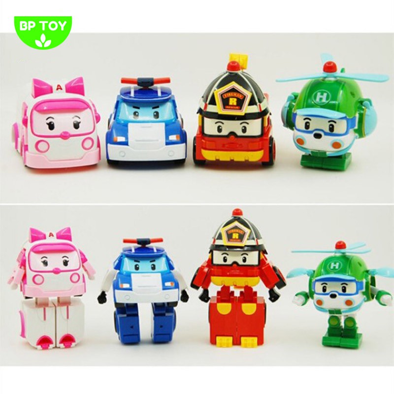 Hộp đồ chơi 4 xe biệt đội biến hình 2 trong 1 Robocar Poli siêu thú vị dành tặng bé yêu