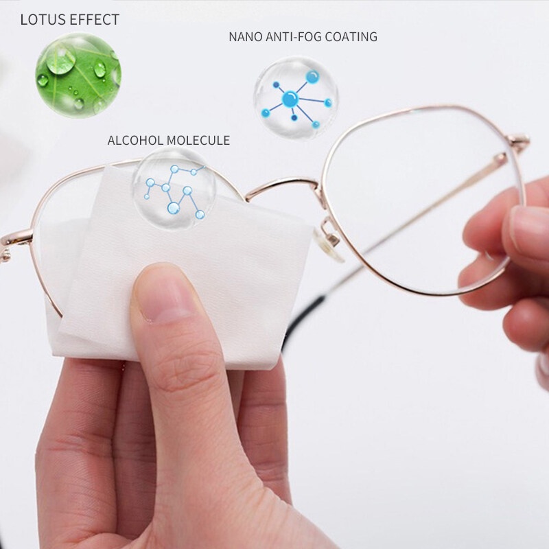 Set 100 Khăn Lau Kính Mắt Chống Sương Mù PTQ Dùng Một Lần