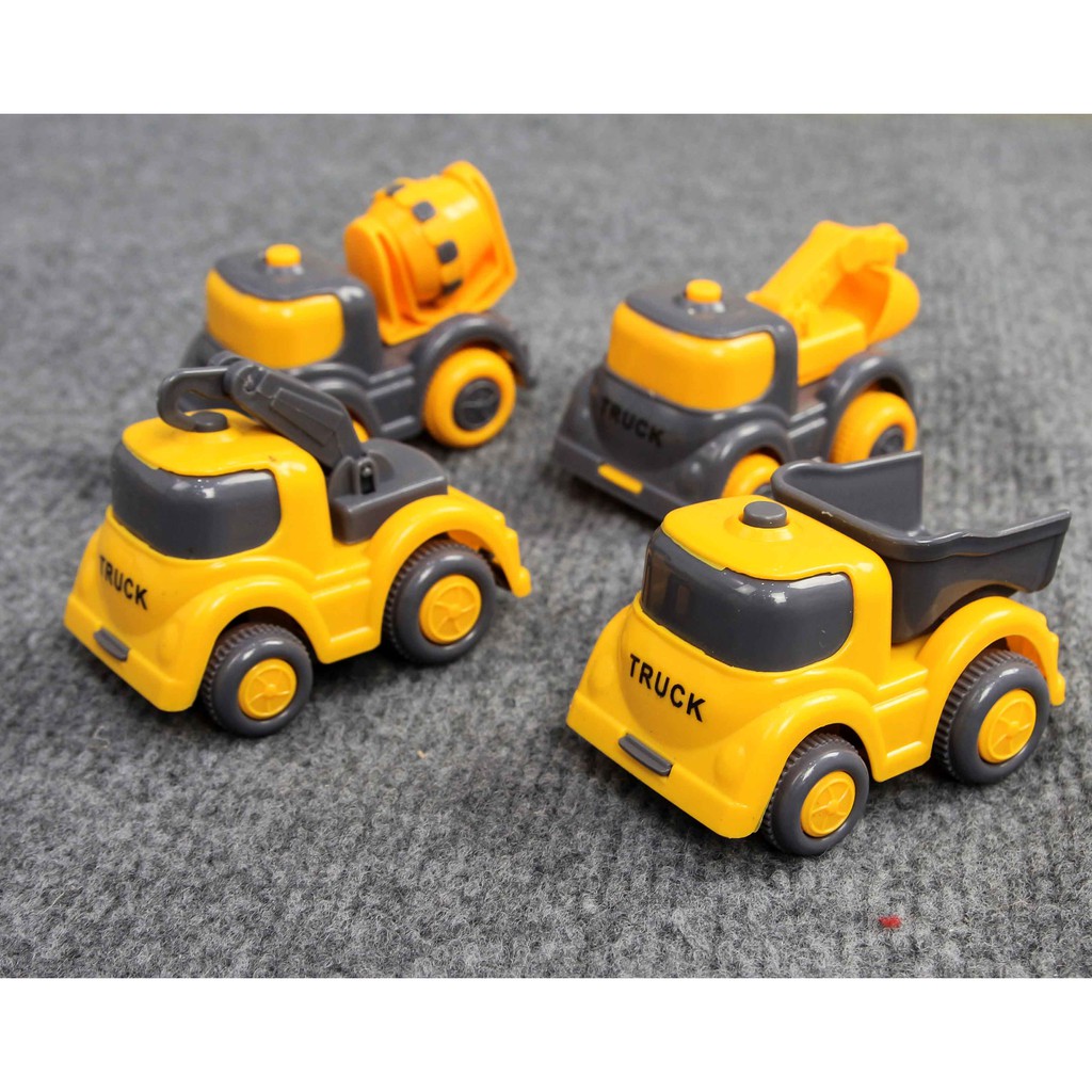 Set 4 món ô tô xây dựng gồm cần cẩu, máy xúc, xe bồn và xe ben Toys House 709C