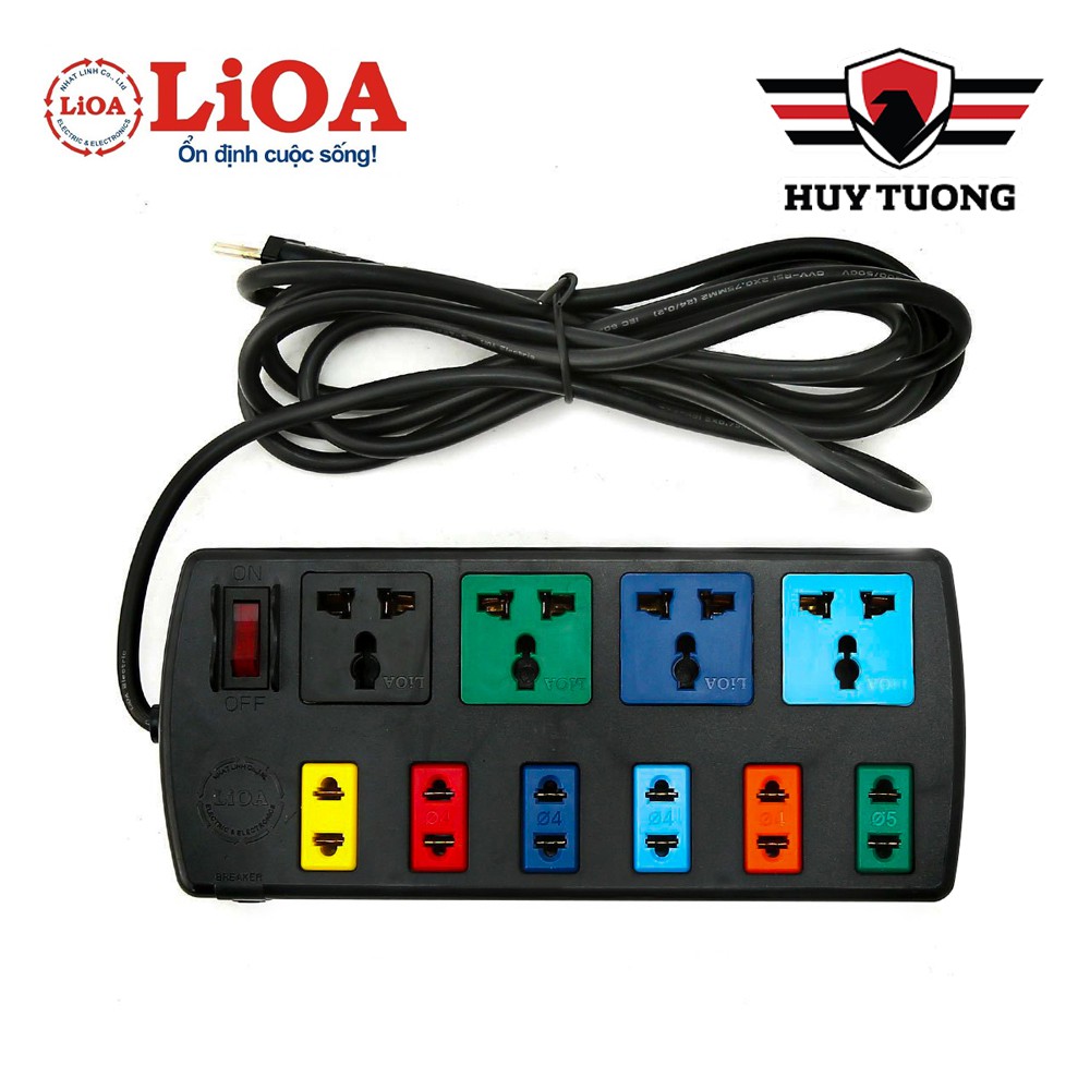 Ổ cắm điện LIOA chính hãng có công tắc, chịu được nhiệt cao về điện kèm dây dài 3m/5m 1000W - Huy Tưởng