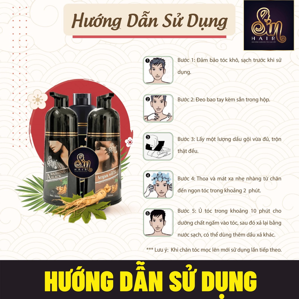 Sin Hair - Dầu Gội Nhuộm Tóc Phủ Bạc Chính Hãng Nhật Bản