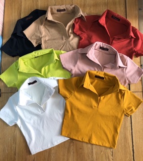 Áo thun cổ bẻ croptop chất đẹp