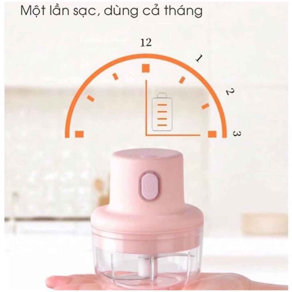 Máy Xay Tỏi, Ớt, Hành, Thịt, Rau Củ  Mini Đa năng Tiện Dụng Sạc Pin - Loại lớn 250ml - HÀNG CÓ SẴN